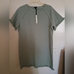 Coco + Carmen Light Green Mini Dress Sz S/M With Fringe 100%‎ Cotton NWT